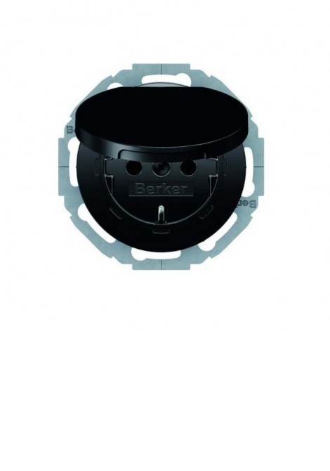 (Preview 1) Berker serie 1930 πρίζα σούκο με καπάκι μαύρη HAGER
