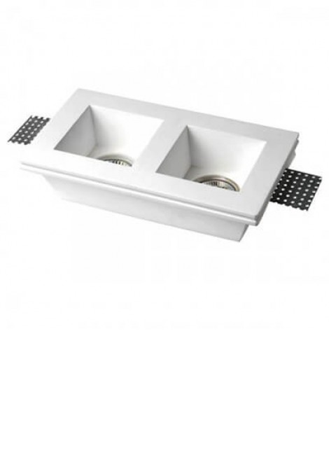 (Preview 1) Γύψινο σποτ οροφής χωνευτό τετράγωνο 120x220 2xGU10 SPOTLIGHT