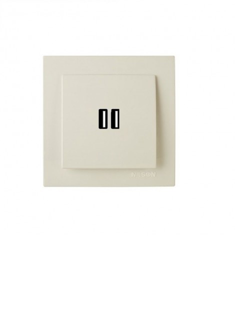 (Preview 1) Nilson Πρίζα USB διπλή μπεζ GEYER