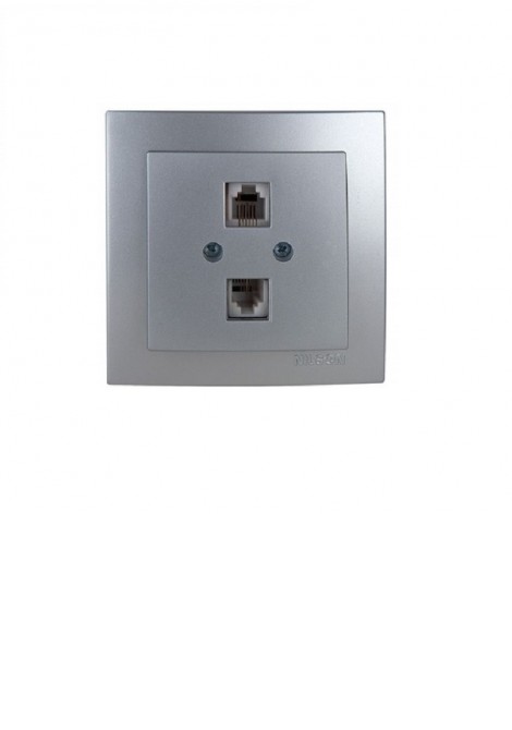 (Preview 1) Nilson Πρίζα δικτύου CAT5 διπλή ασημί GEYER