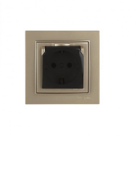 (Preview 1) Nilson Πρίζα σούκο ασφαλείας με καπάκι σατινέ GEYER