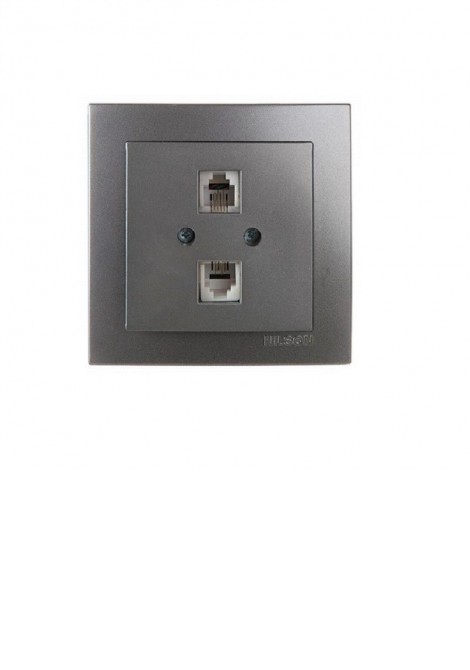(Preview 1) Nilson Πρίζα δικτύου CAT5 διπλή ανθρακί GEYER