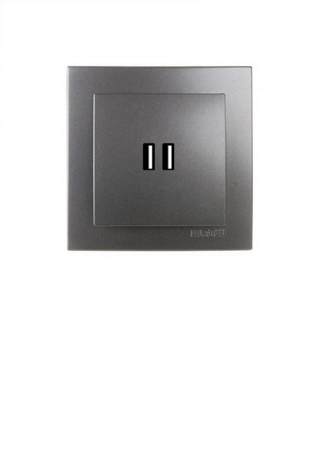 (Preview 1) Nilson Πρίζα USB διπλή ανθρακί GEYER