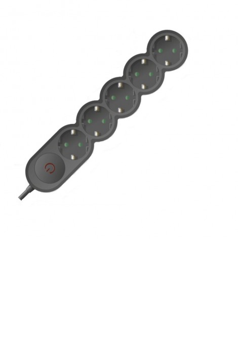 (Preview 1) Πολύπριζο ασφαλείας 5 θέσεων με διακόπτη μαύρο 1.4m καλώδιο SPOTLIGHT