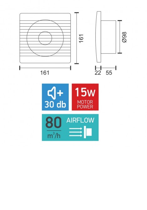 (Preview 3) Εξαεριστήρας μπάνιου λευκός 98mm με περσίδες SPOTLIGHT