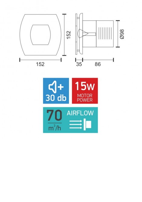 (Preview 2) Εξαεριστήρας μπάνιου nickel mat 98mm SPOTLIGHT