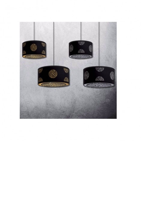 (Preview 2) Φωτιστικό κρεμαστό μαύρο/ασημί Louis Round D40 E27 GALLIS