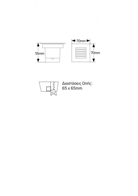 (Preview 2) Απλίκα χωνευτή LED 70x70 1W 3000K 60lm IP65 GEYER