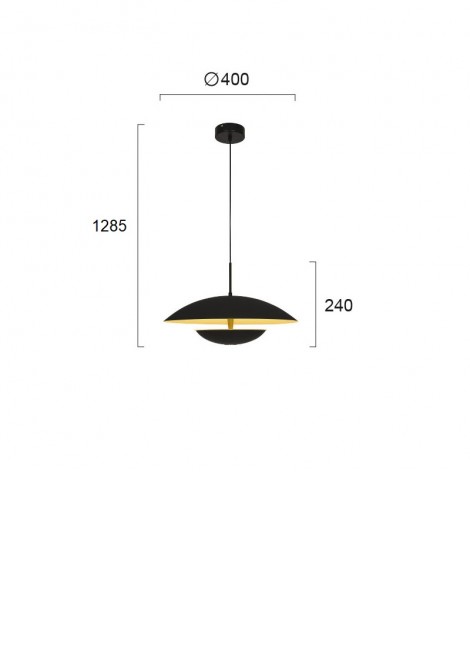 (Preview 2) Φωτιστικό κρεμαστό LED 16W 3000K μεταλλικό μαύρο/χρυσό Monica VIOKEF