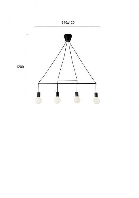 (Preview 2) Φωτιστικό κρεμαστό ράγα 4φωτη μεταλλική μαύρη Ε27 Gloria VIOKEF