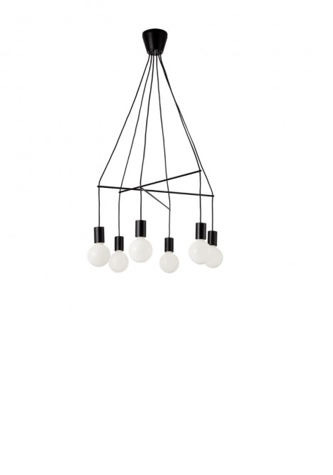 (Preview 1) Φωτιστικό κρεμαστό 6φωτο μεταλλικό μαύρο Ε27 Gloria VIOKEF