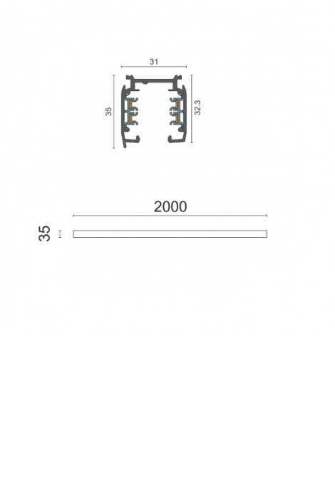 (Preview 2) Ράγα για σποτ αλουμινίου λευκή 2μέτρα SPOTLIGHT