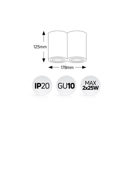 (Preview 2) Σποτ επίτοιχο στρογγυλό διπλό λευκό GU10 GEYER