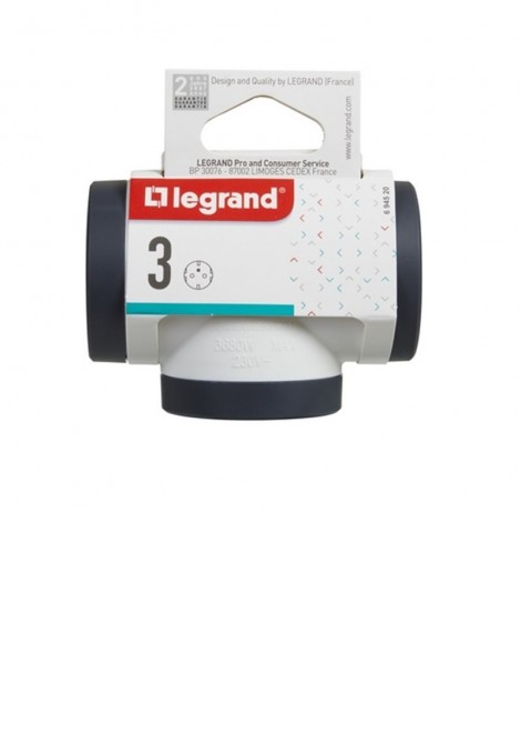 (Preview 2) Πολύπριζο 3 φις σούκο λευκό-μαύρο LEGRAND