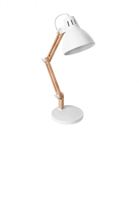 (Preview 1) Φωτιστικό γραφείου μέταλλο/ξύλο λευκό Ε27 20W SPOTLIGHT