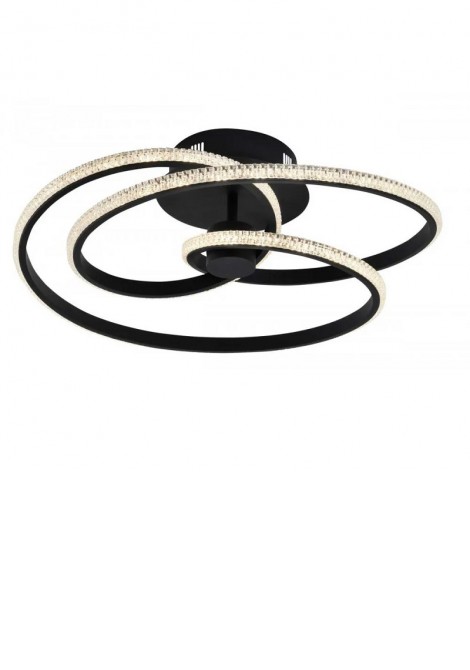 (Preview 1) Πλαφονιέρα οροφής μεταλλική σε μαύρο ακρυλικό κρύσταλλο Led 40W 3000K Berlin VIOKEF