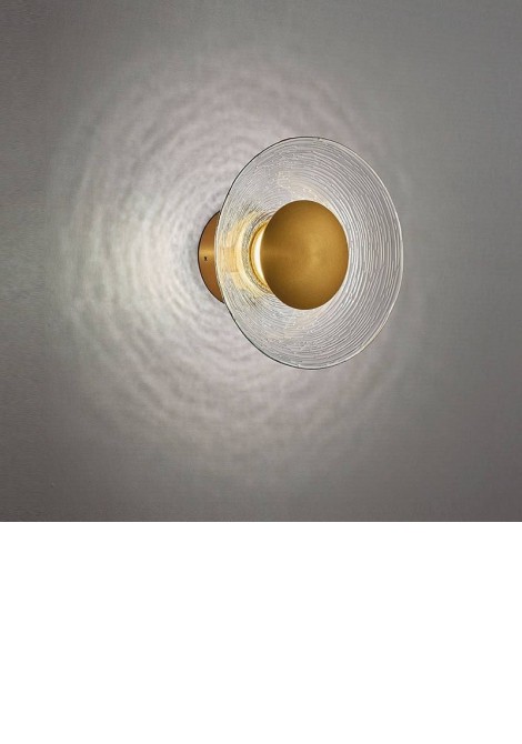 (Preview 3) Απλίκα τοίχου από γυαλί σε χρυσό ματ Led 8W 3000K Glamour VIOKEF