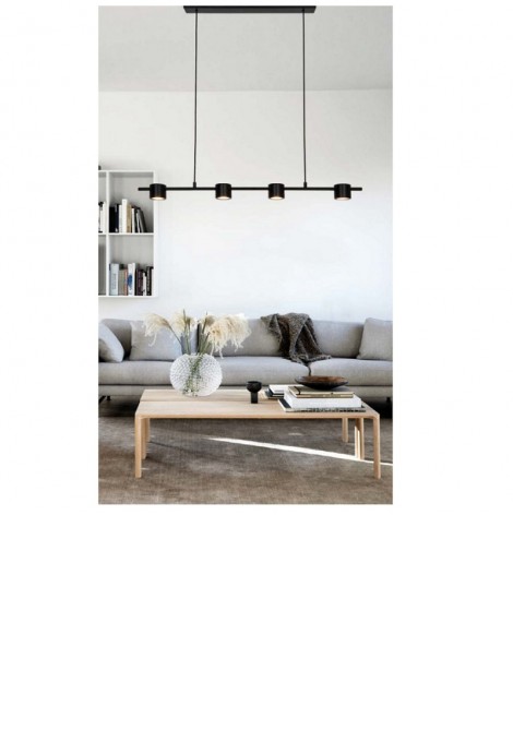 (Preview 3) Φωτιστικό κρεμαστό ράγα μεταλλικό μαύρο Led 20W 3000K Prima VIOKEF