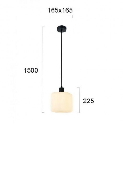 (Preview 2) Φωτιστικό κρεμαστό μεταλλικό μαύρο με οπάλ γυαλί Ε27 Lily VIOKEF