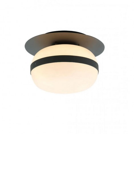 (Preview 1) Πλαφονιέρα μεταλλική μαύρη με οπάλ γυαλί Ε27 Palma VIOKEF