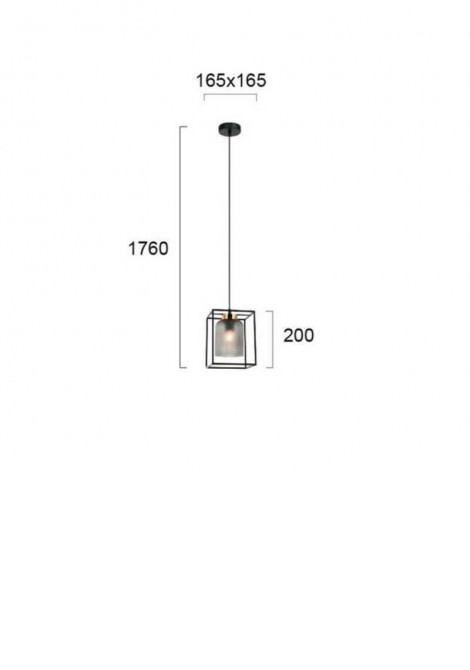 (Preview 2) Φωτιστικό κρεμαστό μεταλλικό μαύρο/χρυσό με γυαλί Ε27 Zac VIOKEF