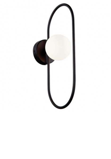 (Preview 1) Απλίκα τοίχου μεταλλική μαύρη με οπάλ γυαλί G9 Fancy VIOKEF