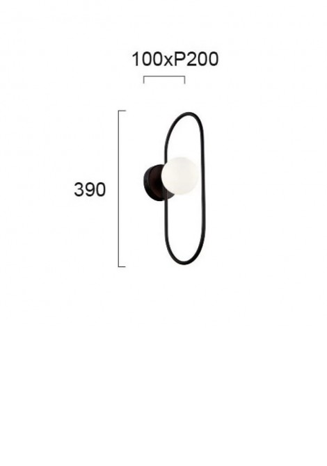 (Preview 2) Απλίκα τοίχου μεταλλική μαύρη με οπάλ γυαλί G9 Fancy VIOKEF