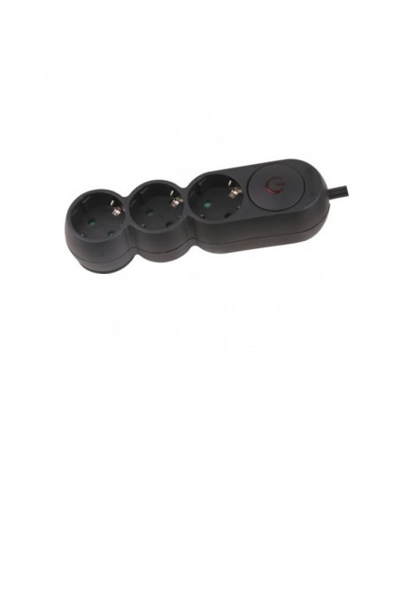 (Preview 1) Πολύπριζο ασφαλείας 3 θέσεων με διακόπτη μαύρο 3μ καλώδιο SPOTLIGHT