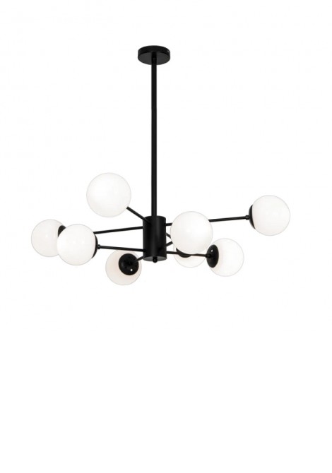(Preview 1) Πολύφωτο κρεμαστό μεταλλικό μαύρο με οπάλ γυαλί G9 Anouk VIOKEF