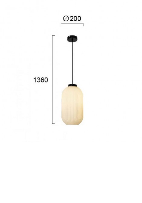 (Preview 2) Μονόφωτο κρεμαστό μεταλλικό μαύρο με λευκό γυαλί Ε27 Astor VIOKEF