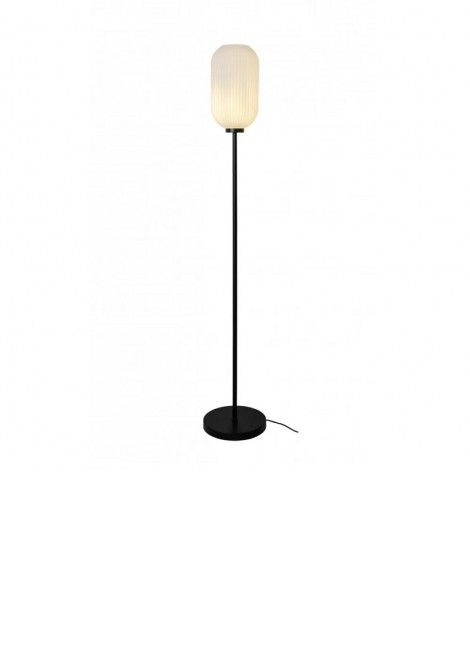 (Preview 1) Φωτιστικό δαπέδου μεταλλικό μαύρο με λευκό γυαλί E27 Astor VIOKEF