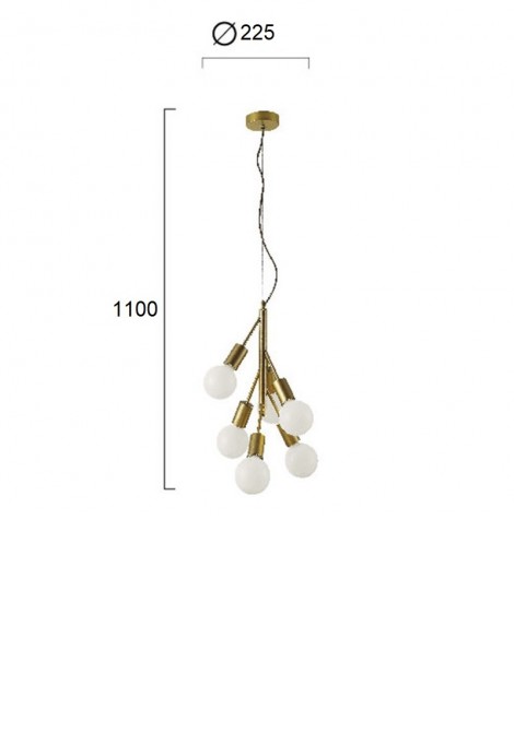 (Preview 2) Φωτιστικό κρεμαστό 6φωτο μεταλλικό χρυσό E27 Grape VIOKEF