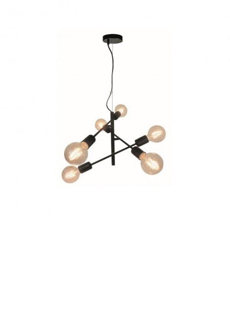 (Preview 1) Φωτιστικό κρεμαστό 6φωτο μεταλλικό μαύρο E27 Freestyle VIOKEF