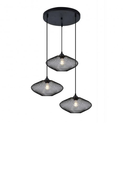 (Preview 1) Φωτιστικό κρεμαστό 3φωτο μεταλλικό μαύρο E27 Electra VIOKEF