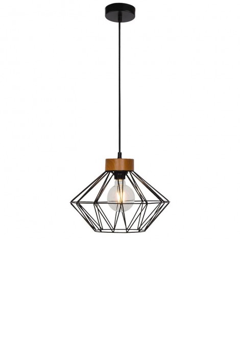 (Preview 1) Φωτιστικό κρεμαστό μεταλλικό μαύρο/καφέ E27 Vega VIOKEF