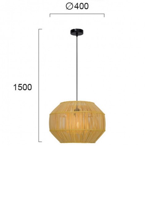 (Preview 2) Φωτιστικό κρεμαστό πλεκτό καλάθι D400 E27 Leta VIOKEF