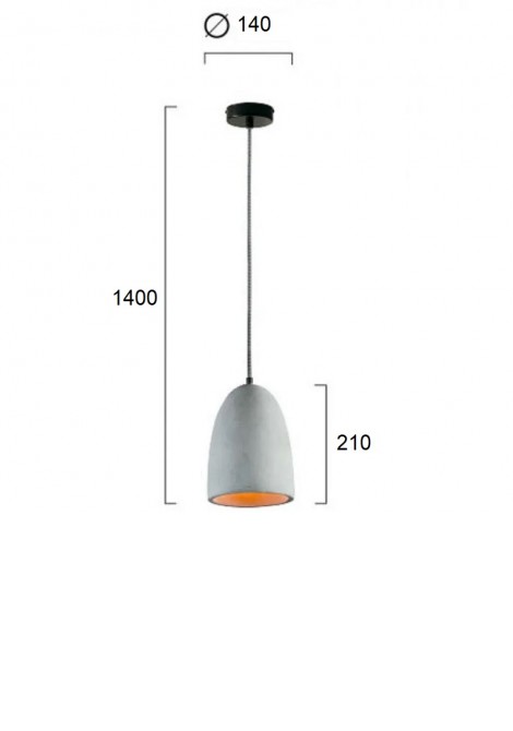 (Preview 2) Φωτιστικό κρεμαστό γκρι τσιμέντο D140 Ε27 Anisha VIOKEF