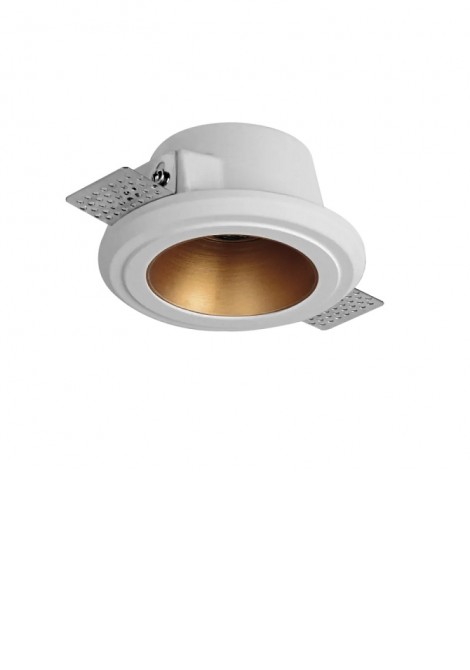 (Preview 1) Γύψινο σποτ οροφής χωνευτό στρογγυλό λευκό/χάλκινο Ø125 GU10 Flame VIOKEF