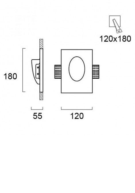 (Preview 2) Γύψινη απλίκα τοίχου χωνευτή λευκή H180 Led 1W 3000K Aster VIOKEF