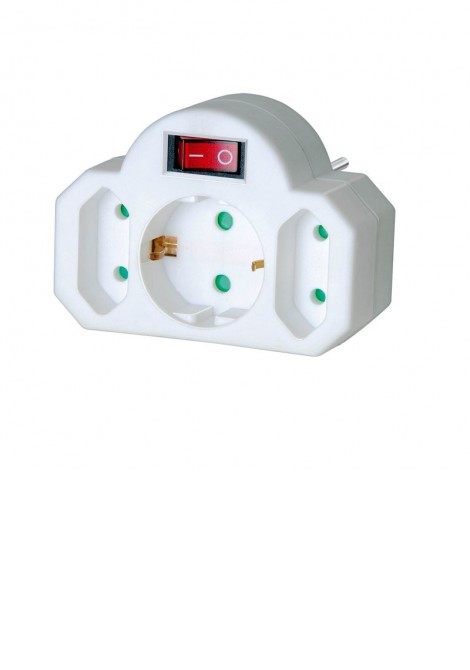(Preview 1) Αντάπτορας 1 σούκο+2 διπολικά με διακόπτη ON/OFF COM