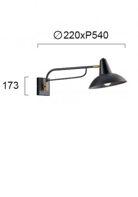 (Preview 2) Απλίκα τοίχου μεταλλική μαύρη Ε27 James VIOKEF