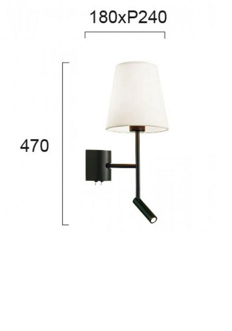 (Preview 2) Απλίκα τοίχου μεταλλική μαύρη Ε27+Led 3W Sonia VIOKEF