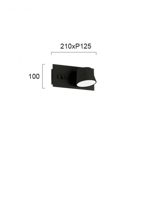 (Preview 2) Απλίκα τοίχου μεταλλική μαύρη Led 6W+12W Sam VIOKEF