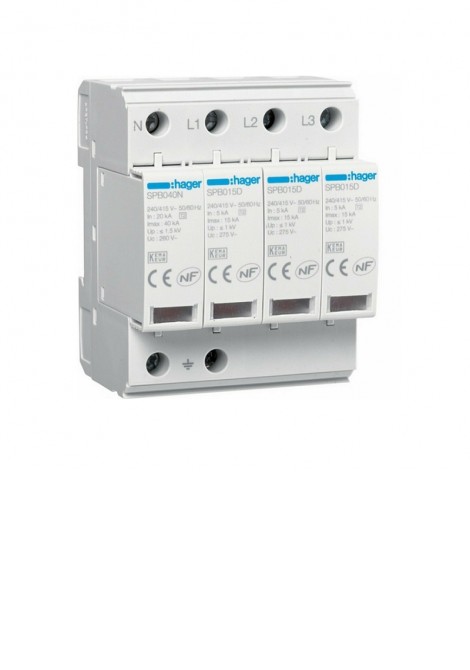 (Preview 1) Απαγωγός υπέρτασης T2 4P 15kA 1kV TT-TNS HAGER