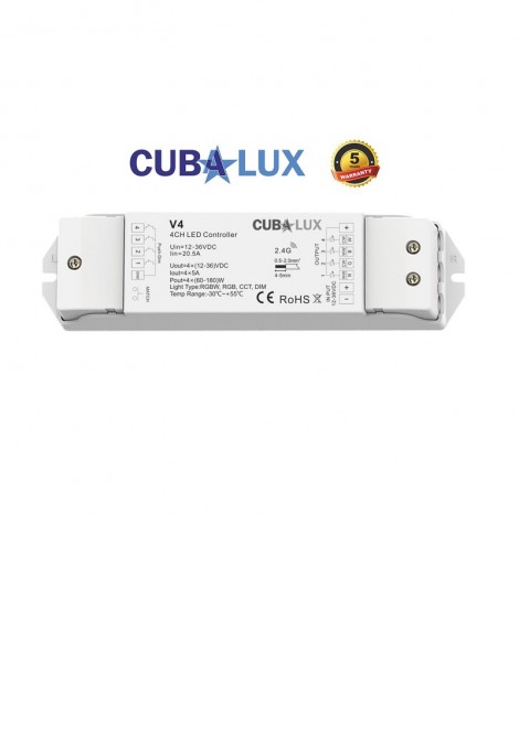 (Preview 1) RF-Push Button RGBW/RGB/CCT/DIM Controller 4x5A 12/24Vdc CUBALUX