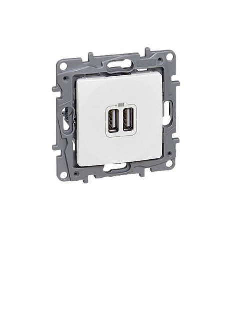 (Preview 1) Niloe πρίζα φόρτισης 2xUSB τύπου A+A λευκή LEGRAND