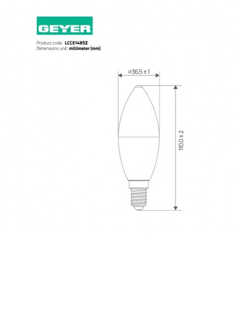 (Preview 2) Λάμπα Led κερί C37 8.5W E14 4000K 800lm GEYER