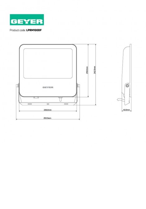 (Preview 2) Προβολέας Led Futur μαύρος 100W 6500K 13500lm IP65 GEYER
