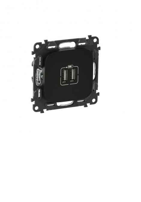 (Preview 1) Valena allure πρίζα 2xUSB φορτ. 1500mA μαύρη LEGRAND