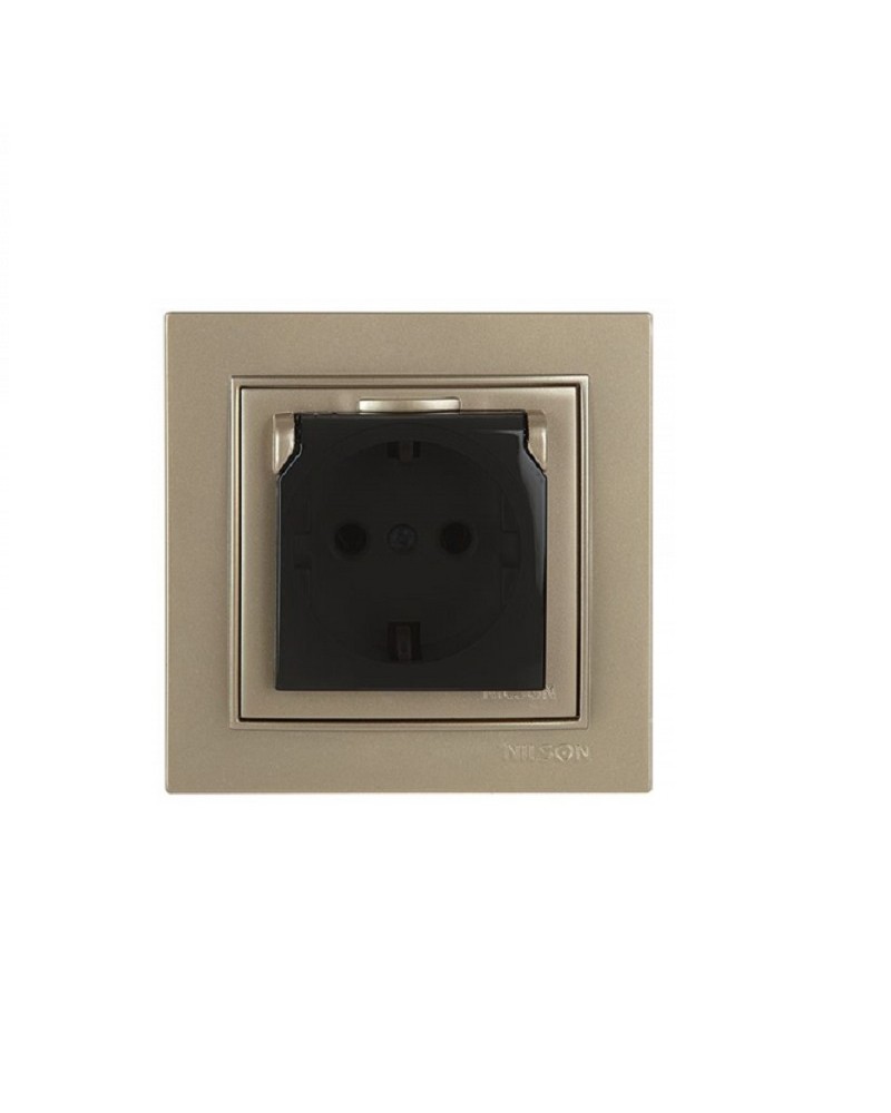 Nilson Πρίζα σούκο ασφαλείας με καπάκι σατινέ GEYER